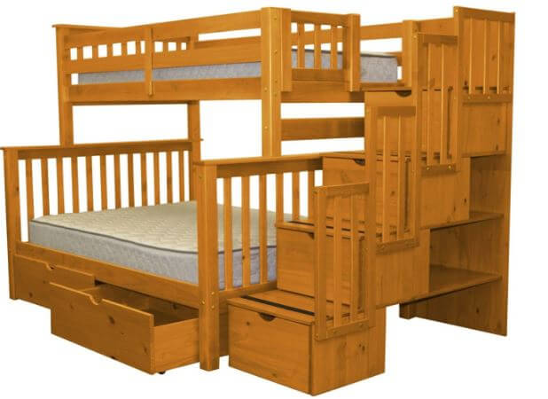 Bedz King Stairway Bunk Bed with 2 Under Bed Drawers